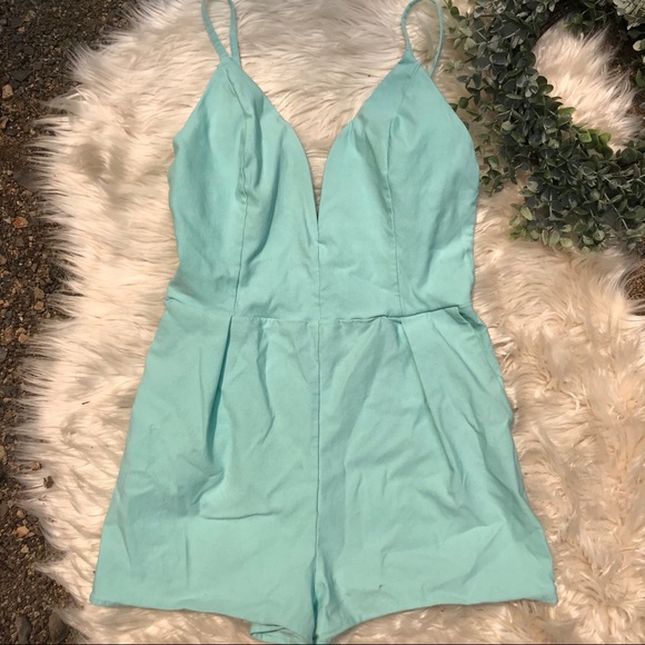 AQUA LOW CUT ZIP BACK ROMPER SIZE MEDIUM - Picture 2 of 8